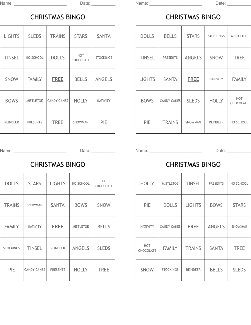 CHRISTMAS BINGO
