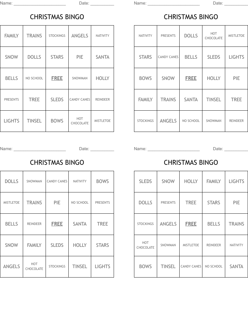CHRISTMAS BINGO