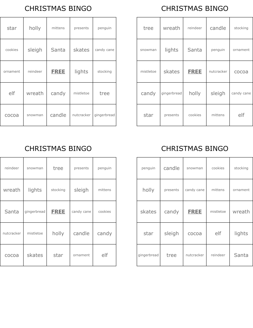 CHRISTMAS BINGO