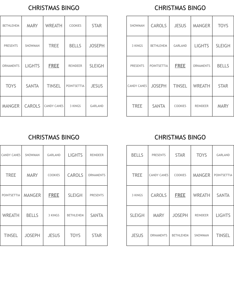 CHRISTMAS BINGO