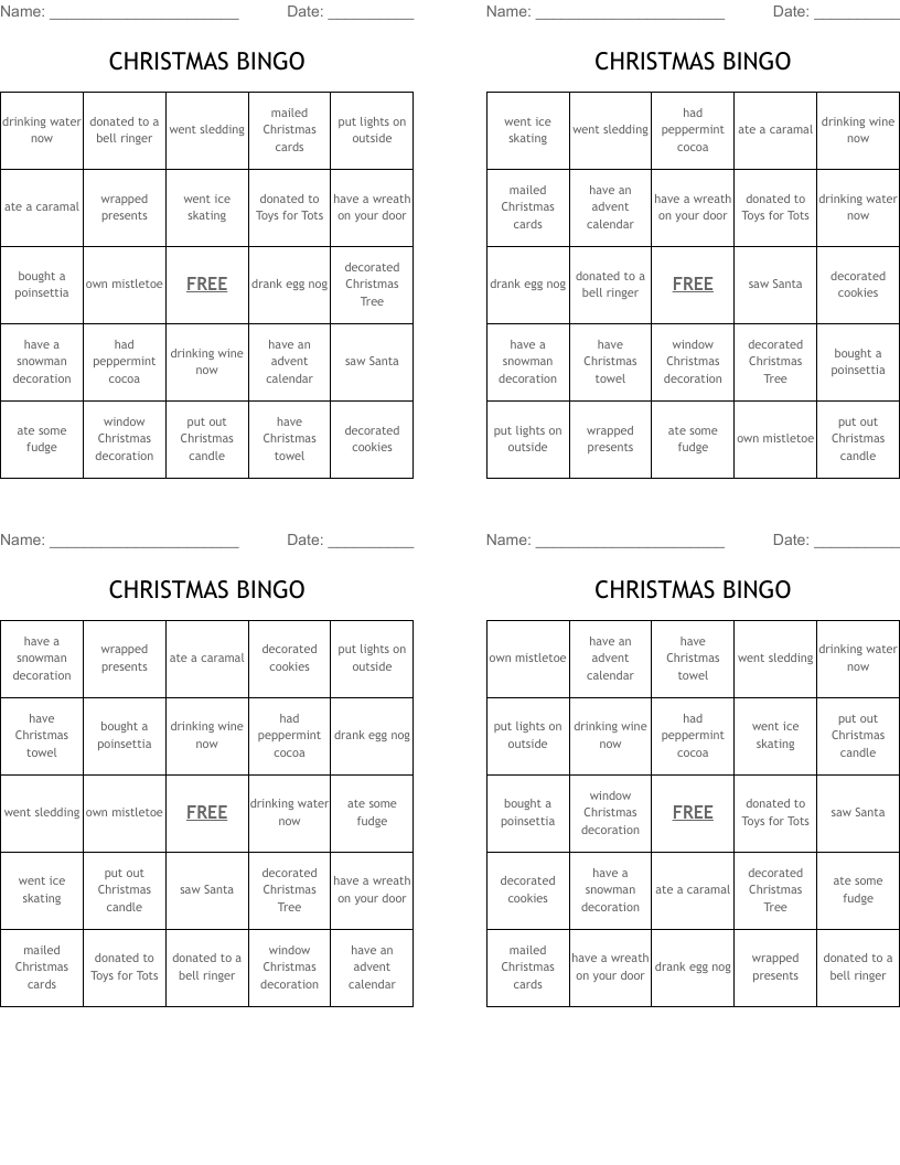 CHRISTMAS BINGO