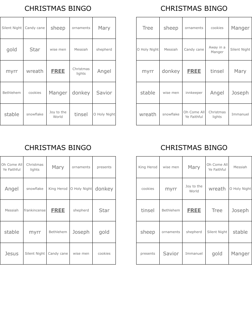 CHRISTMAS BINGO