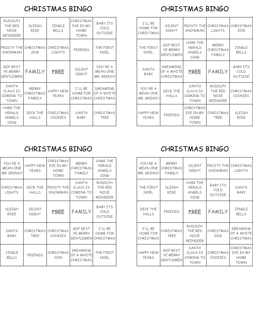 CHRISTMAS BINGO