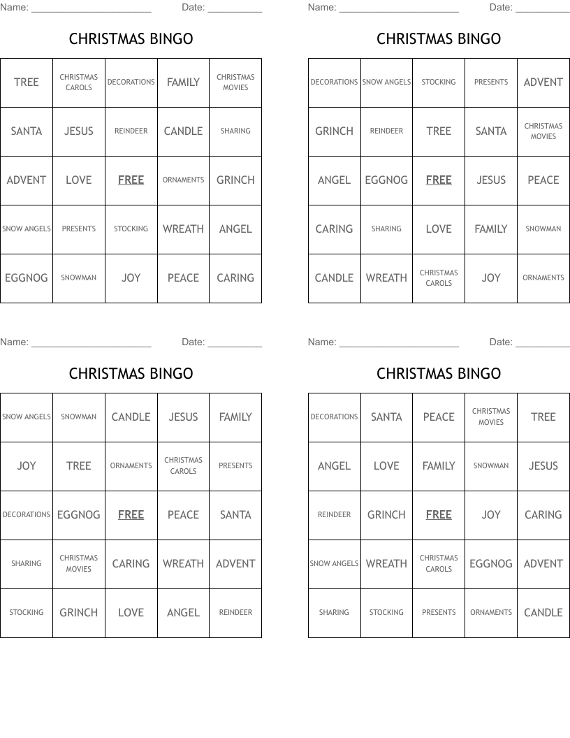 CHRISTMAS BINGO