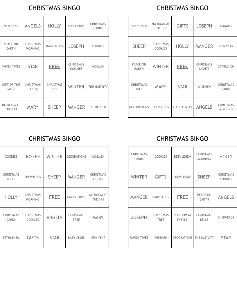 CHRISTMAS BINGO