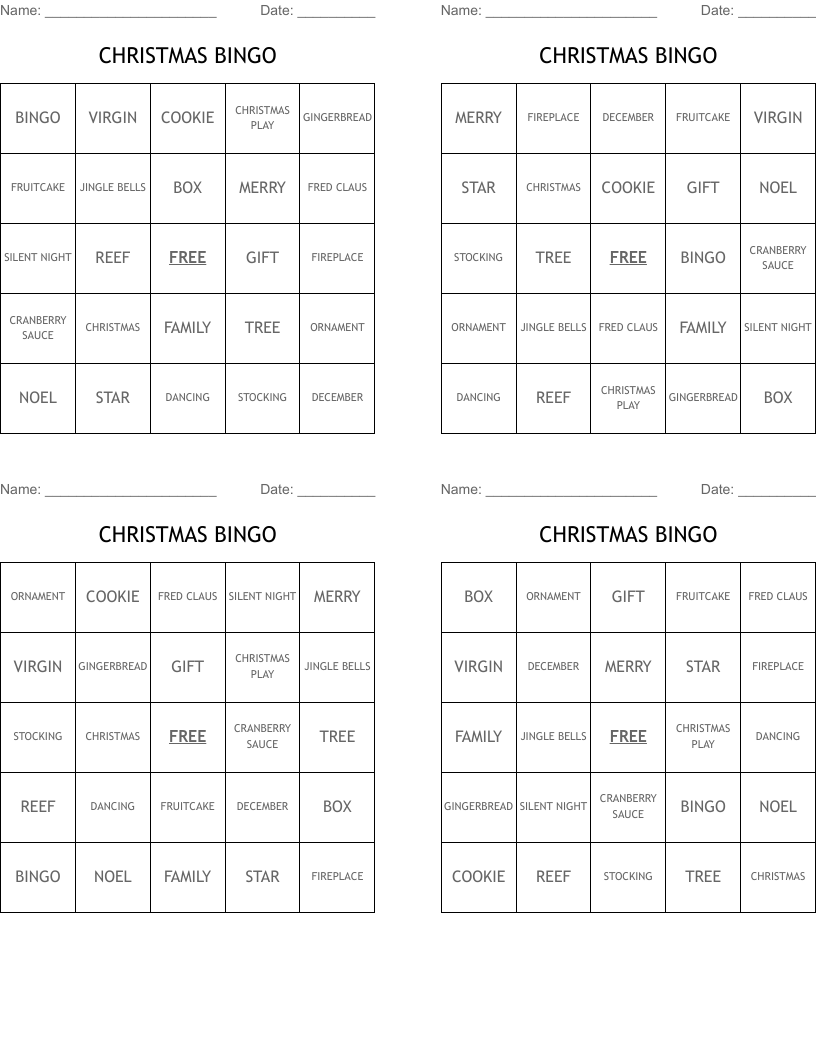 CHRISTMAS BINGO