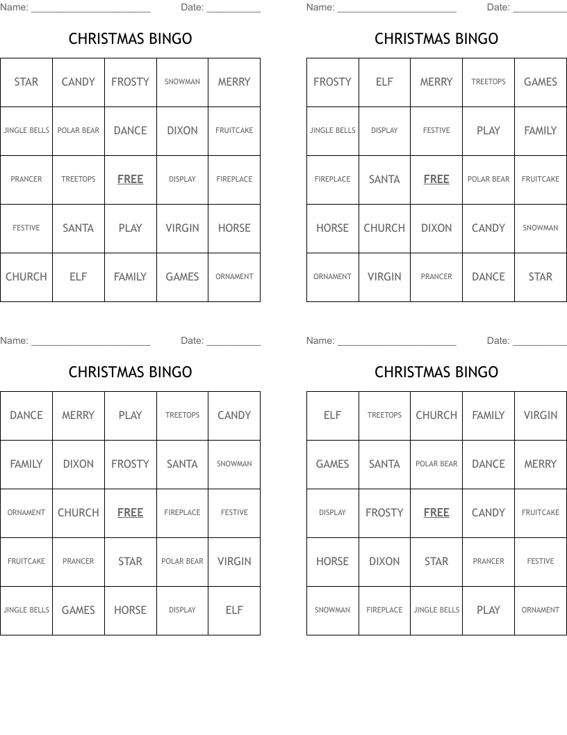 CHRISTMAS BINGO