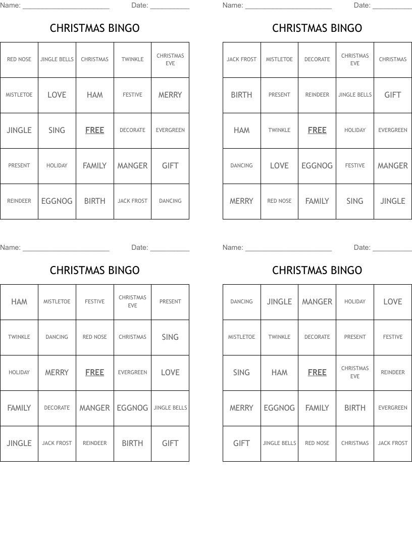 CHRISTMAS BINGO