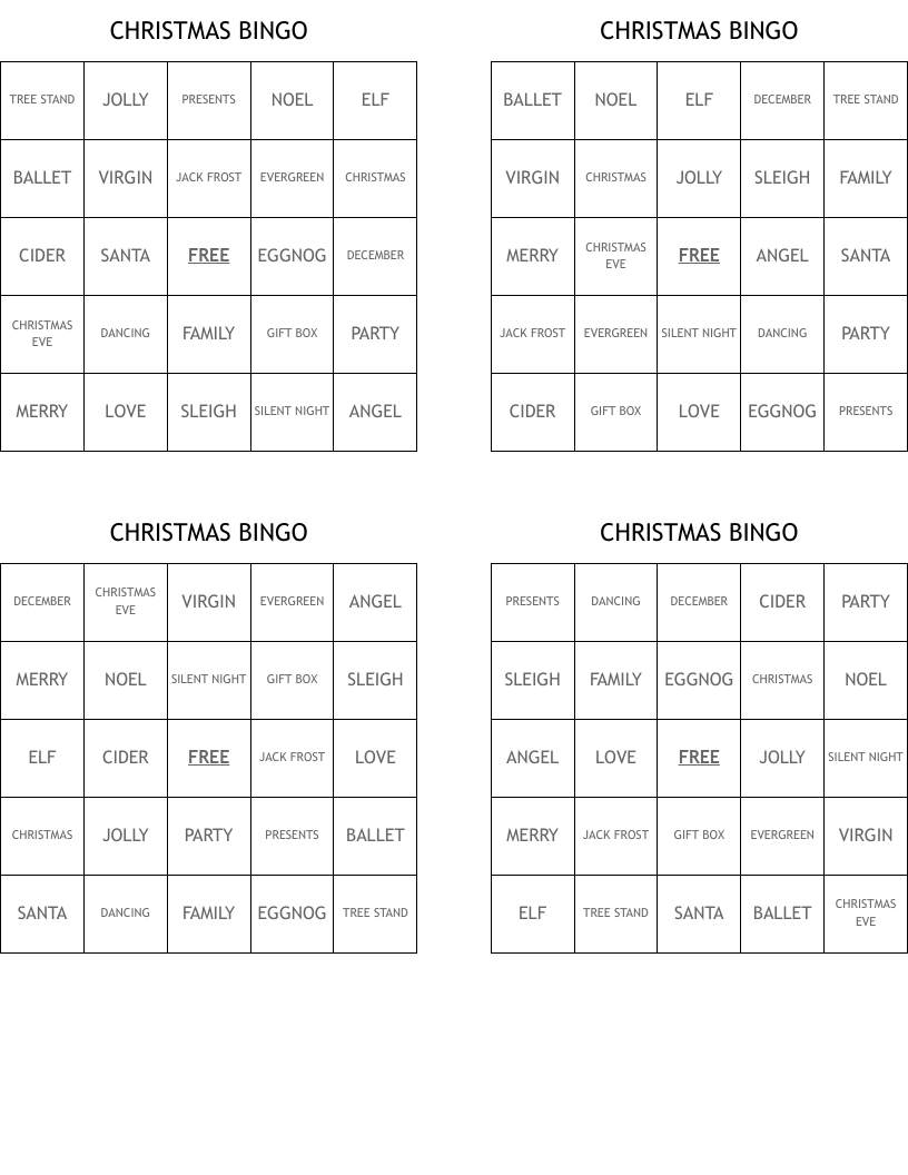 CHRISTMAS BINGO
