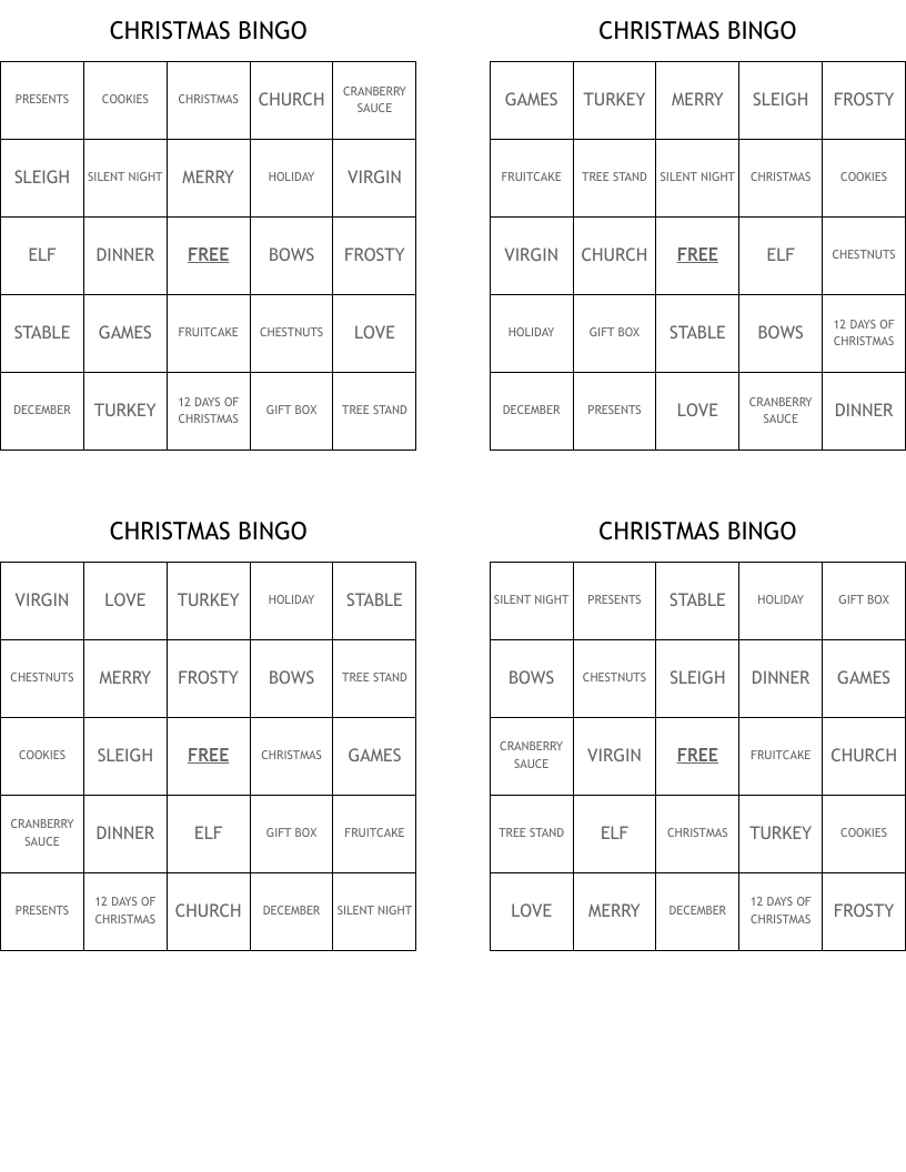 CHRISTMAS BINGO