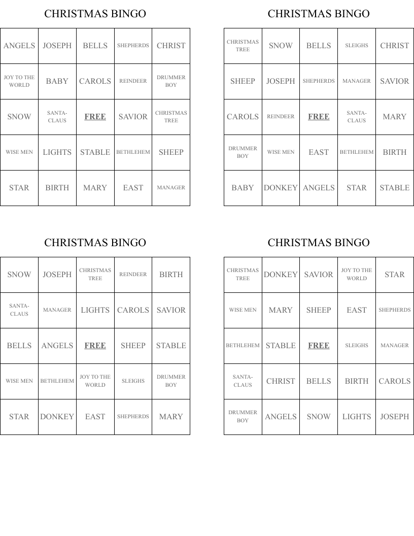 CHRISTMAS BINGO