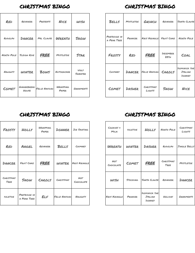 CHRISTMAS BINGO