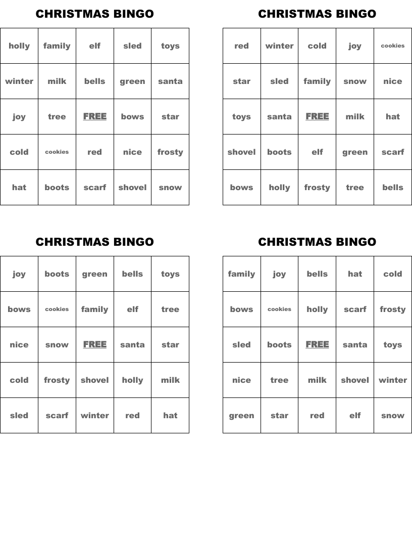 CHRISTMAS BINGO