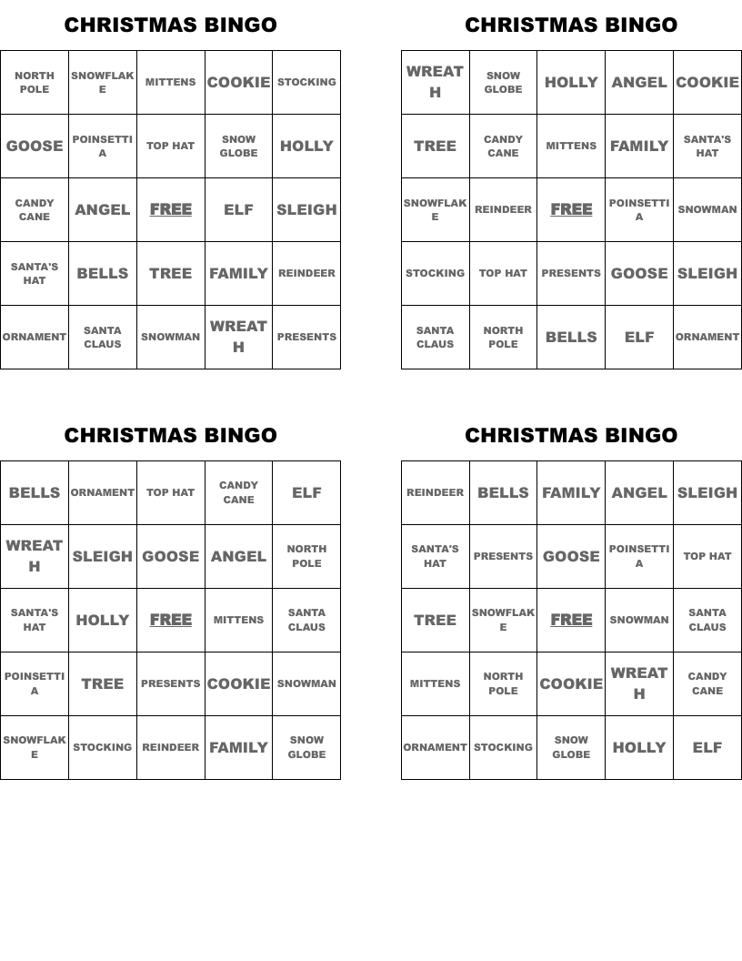 CHRISTMAS BINGO