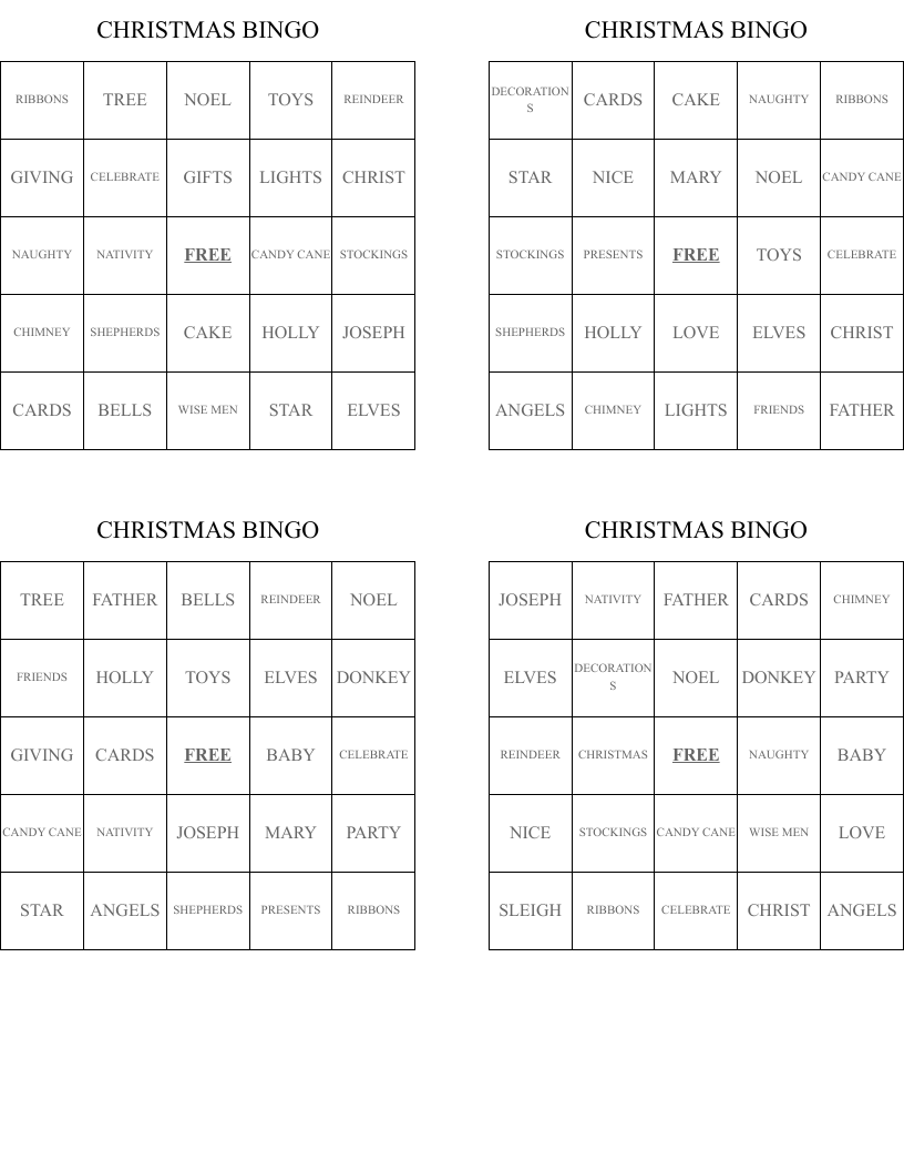 CHRISTMAS BINGO