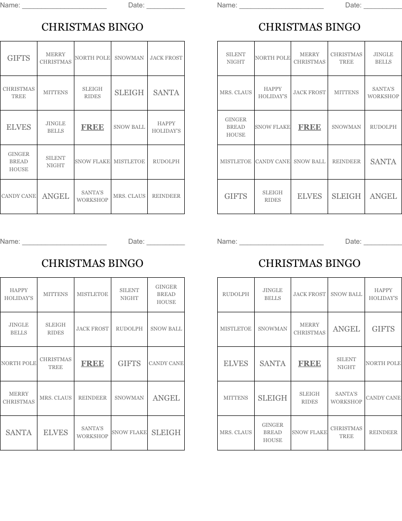 CHRISTMAS BINGO