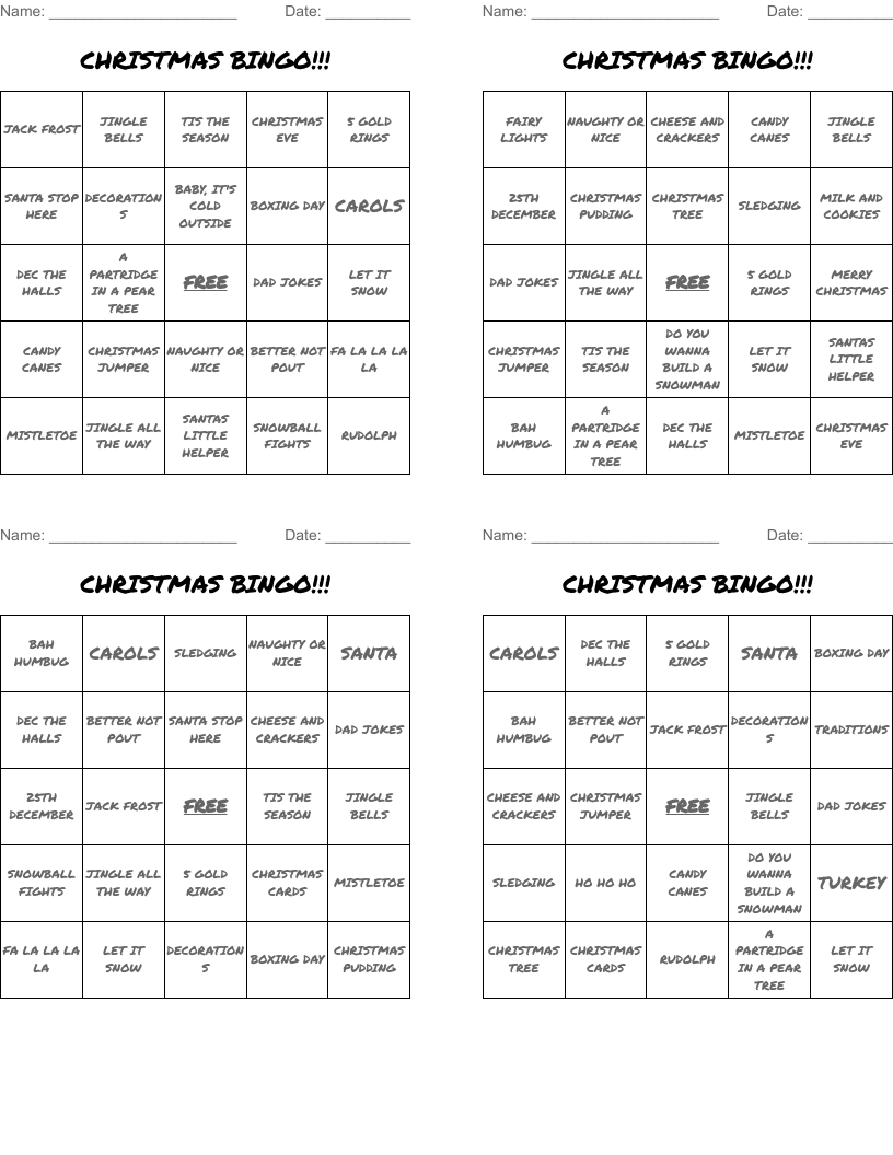 CHRISTMAS BINGO!!!