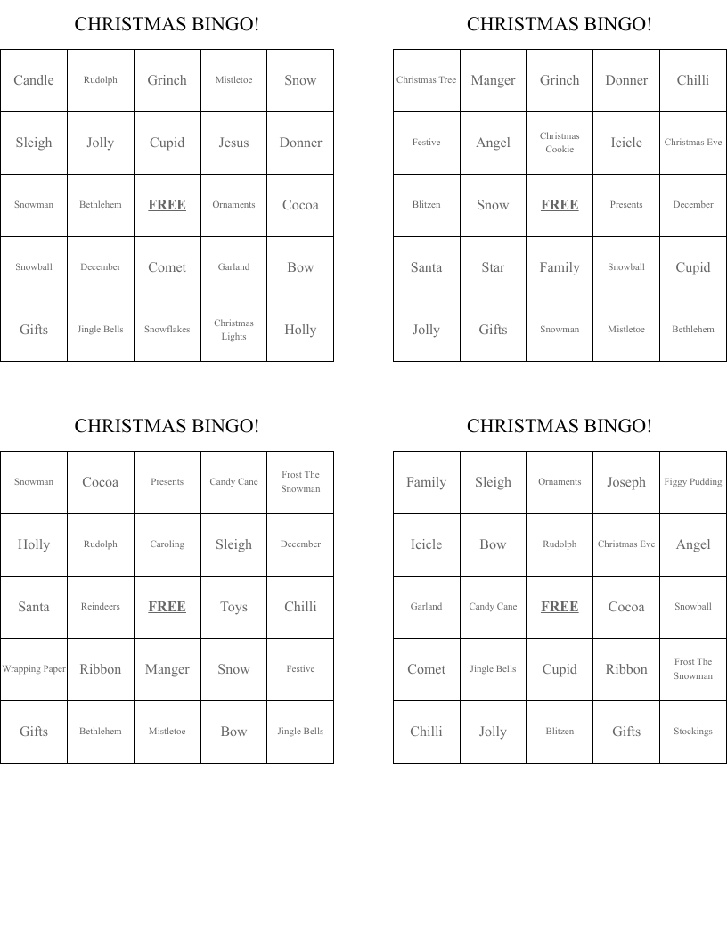 CHRISTMAS BINGO!