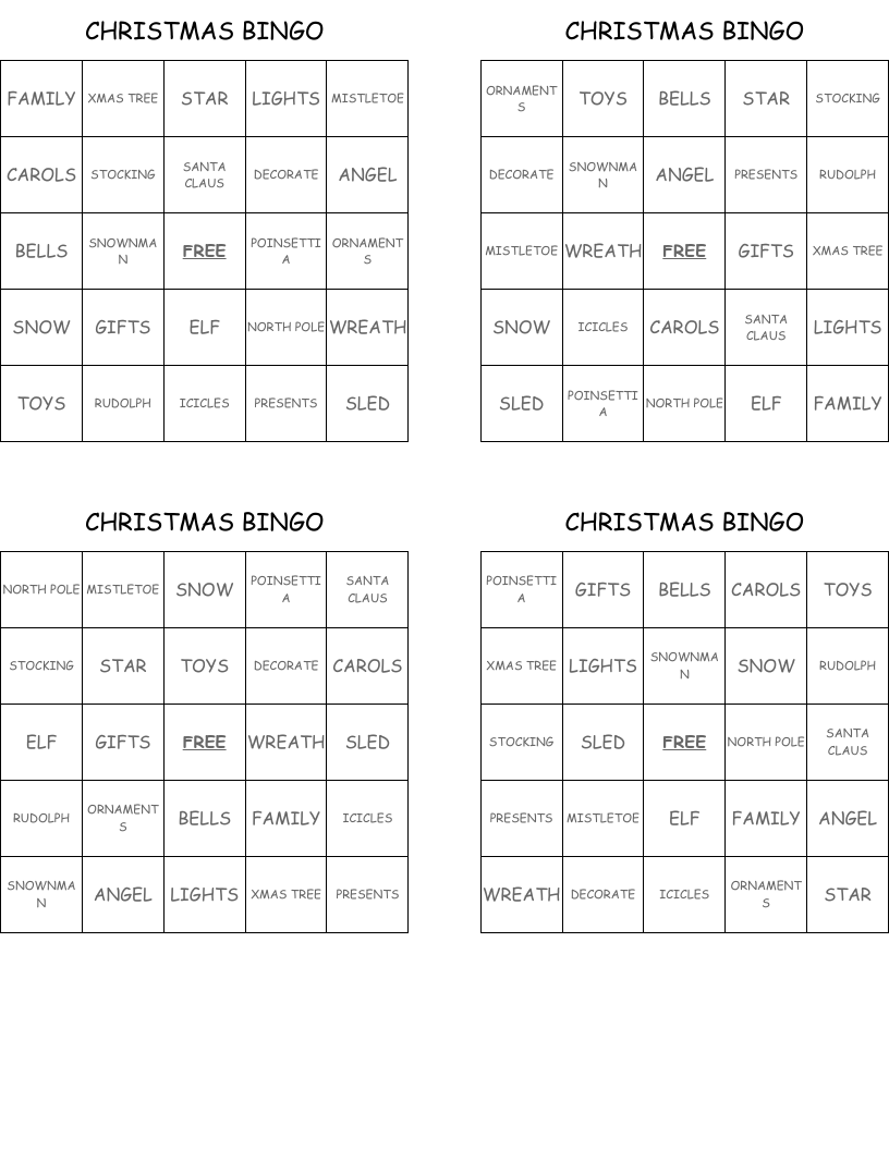 CHRISTMAS BINGO