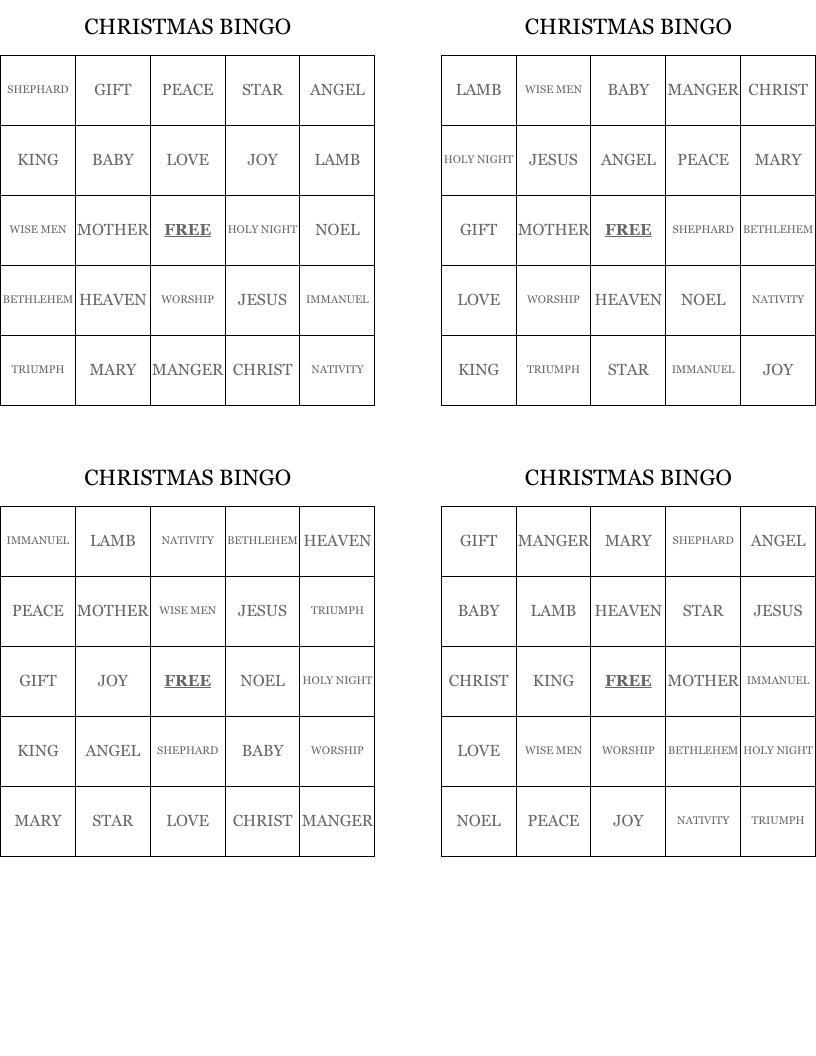 CHRISTMAS BINGO