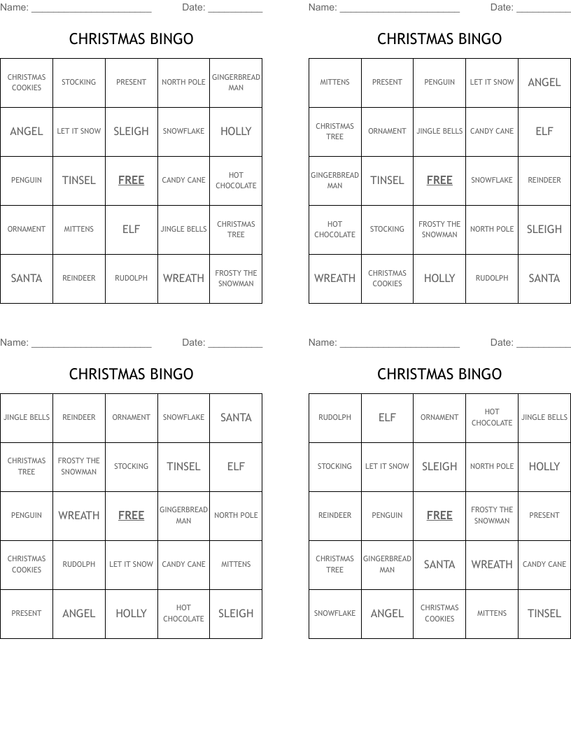 CHRISTMAS BINGO