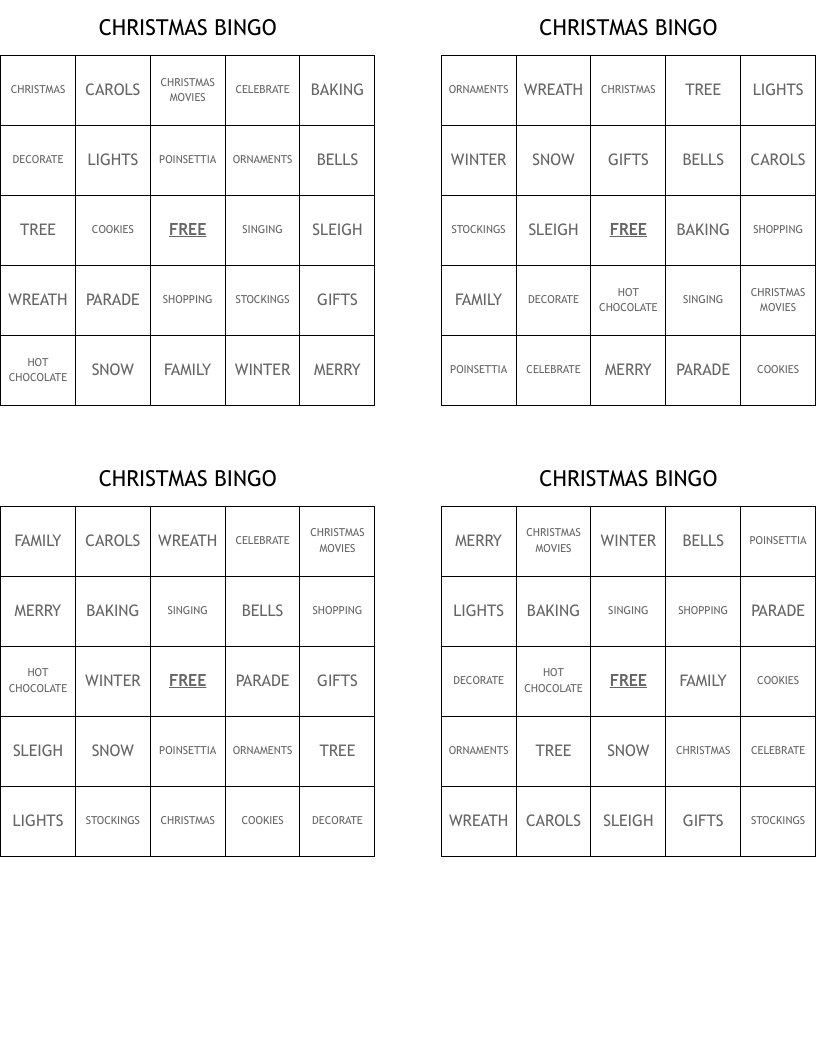 CHRISTMAS BINGO
