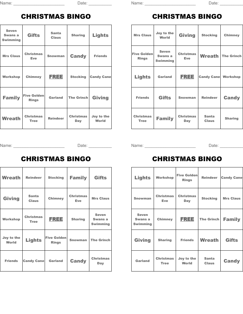 CHRISTMAS BINGO