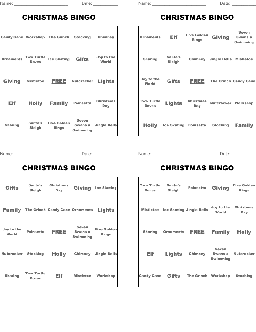 CHRISTMAS BINGO