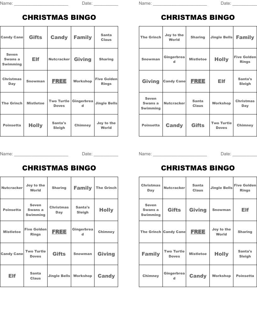 CHRISTMAS BINGO