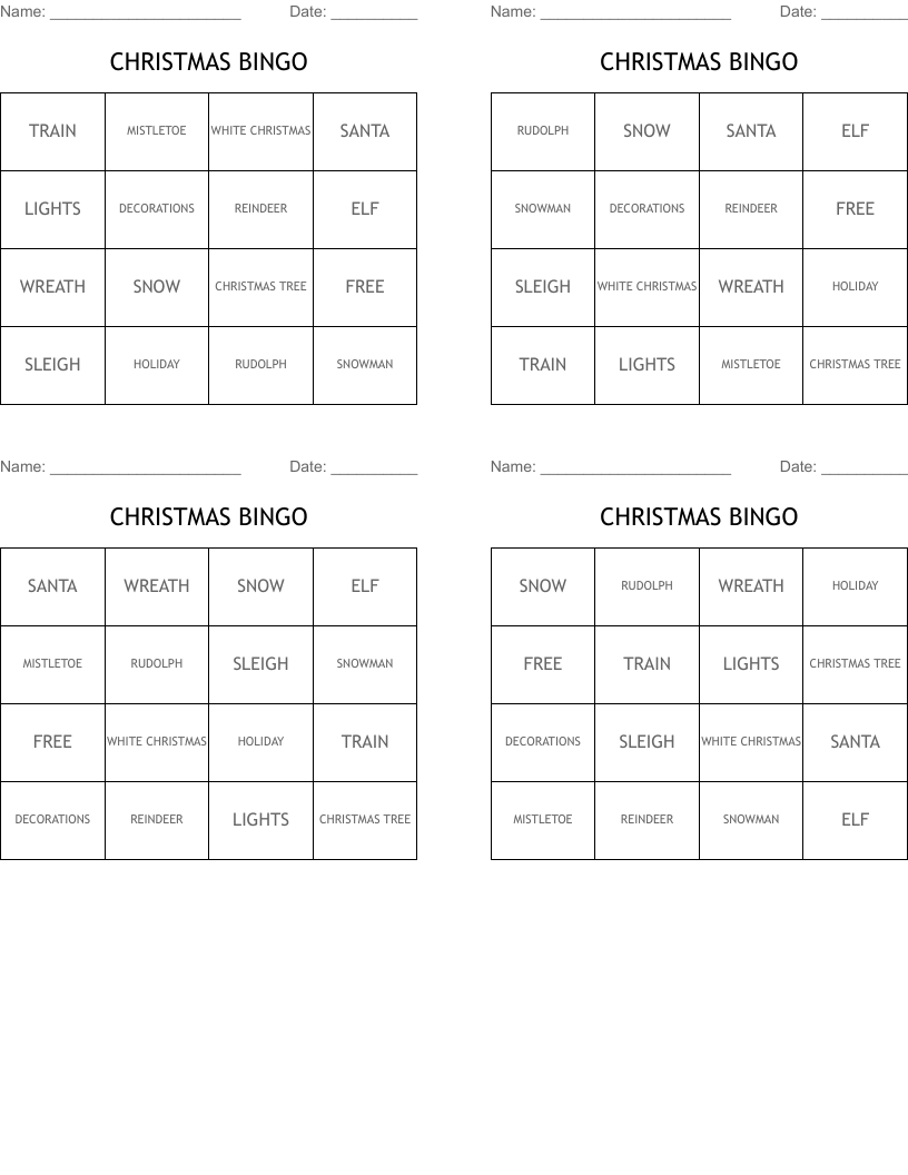 CHRISTMAS BINGO 
