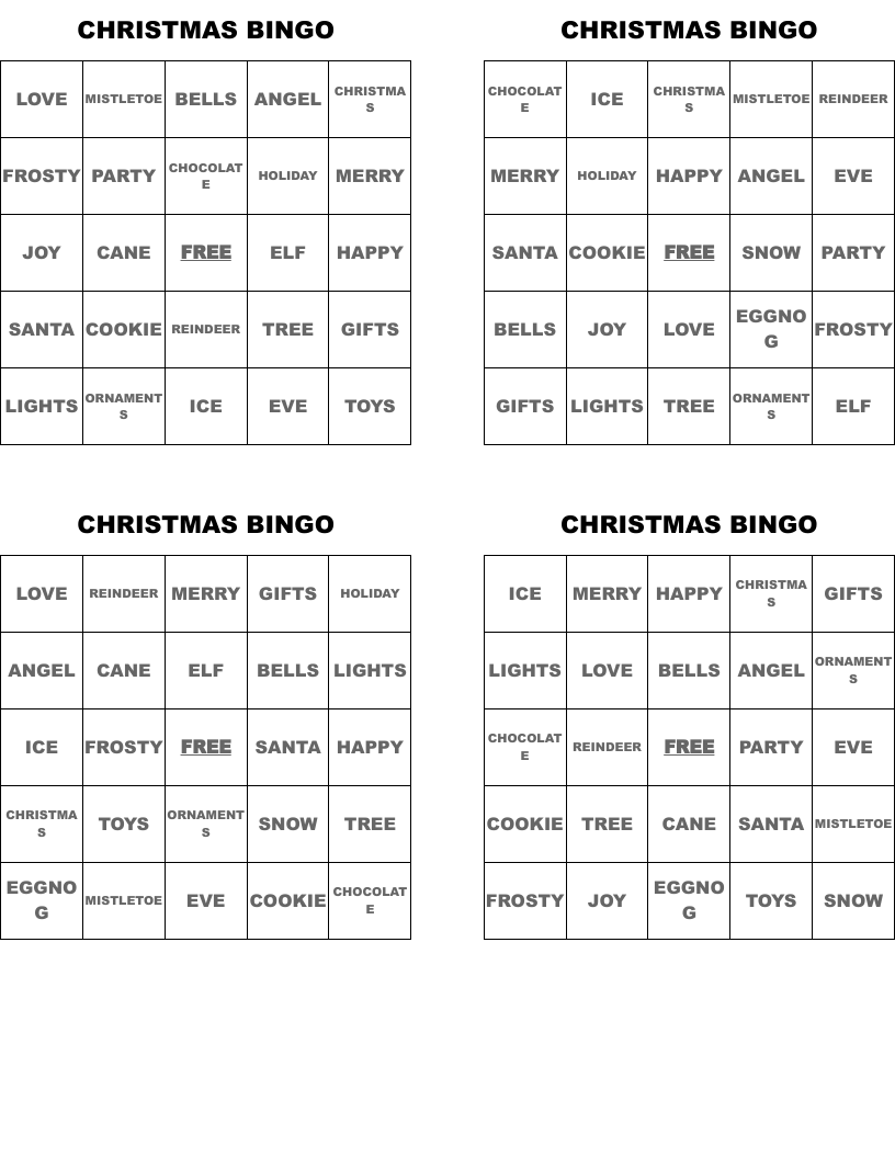 CHRISTMAS BINGO 