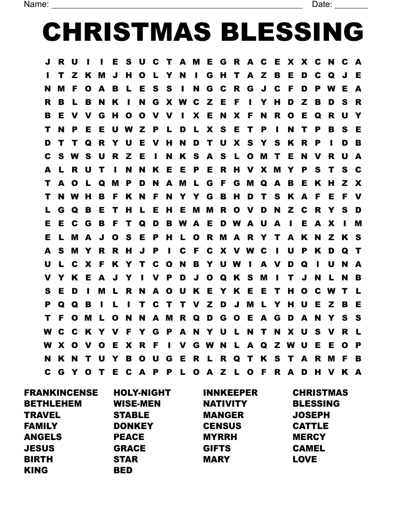 CHRISTMAS BLESSING Word Search