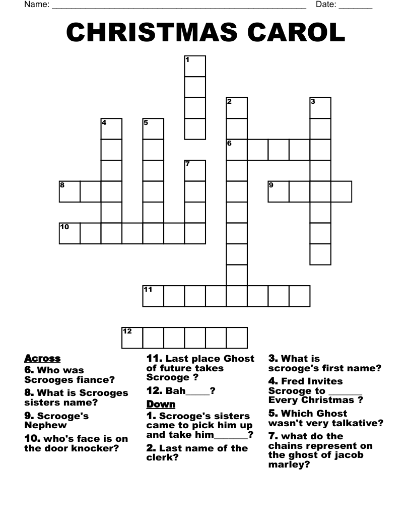 CHRISTMAS CAROL Crossword