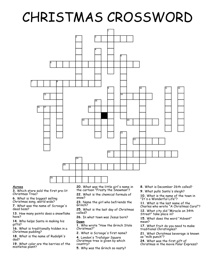 CHRISTMAS CROSSWORD