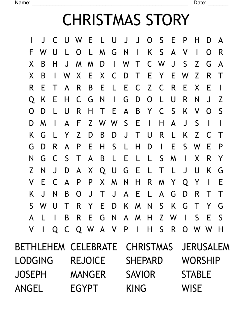 CHRISTMAS STORY Word Search