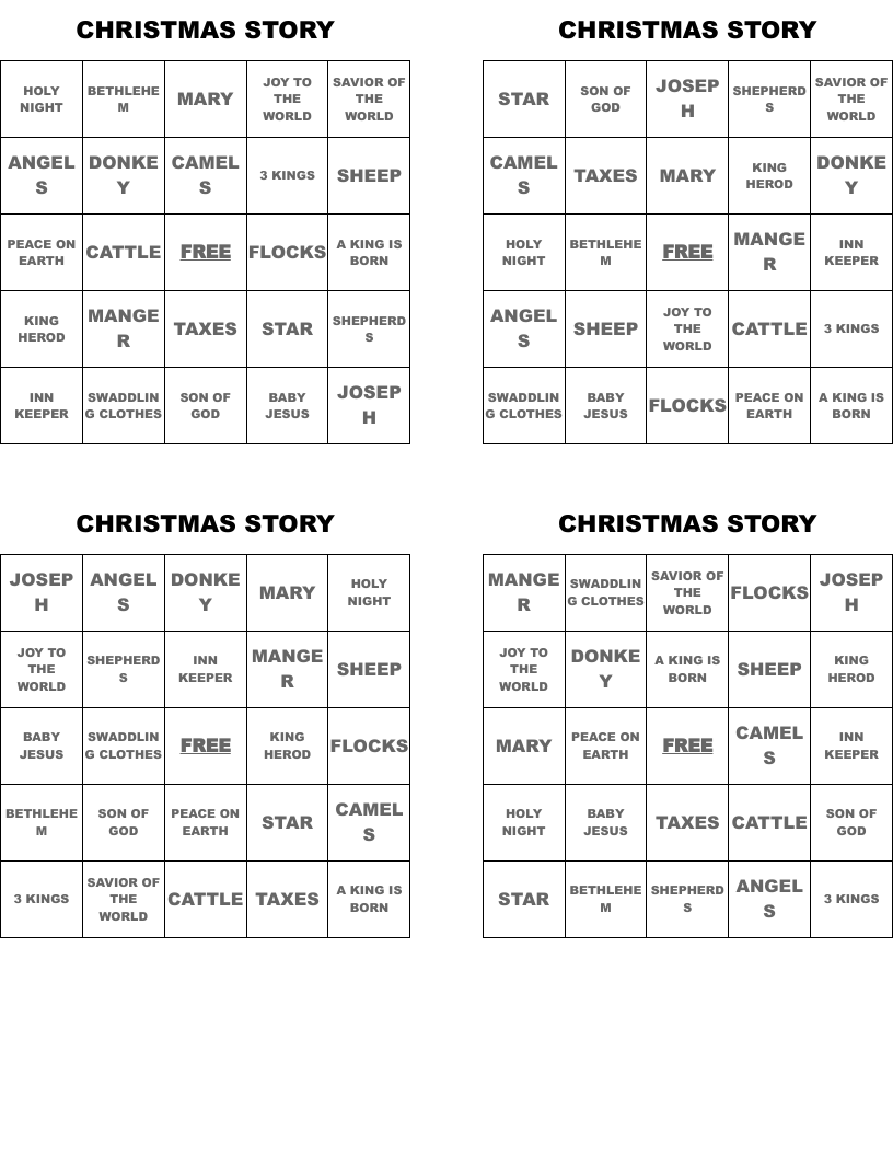 CHRISTMAS STORY Bingo Cards