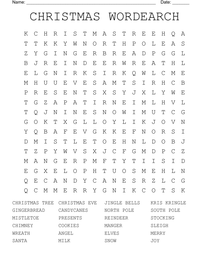 CHRISTMAS WORDEARCH Word Search