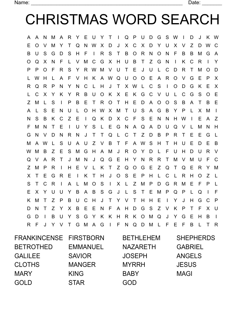 CHRISTMAS WORD SEARCH