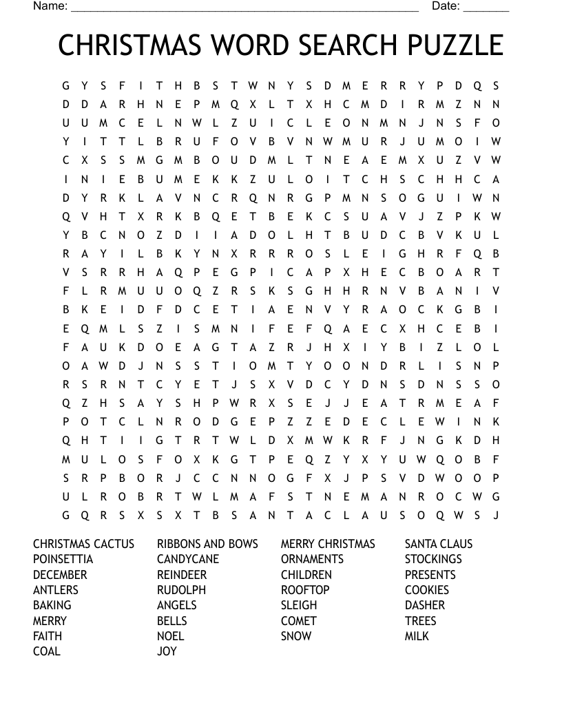 CHRISTMAS WORD SEARCH PUZZLE