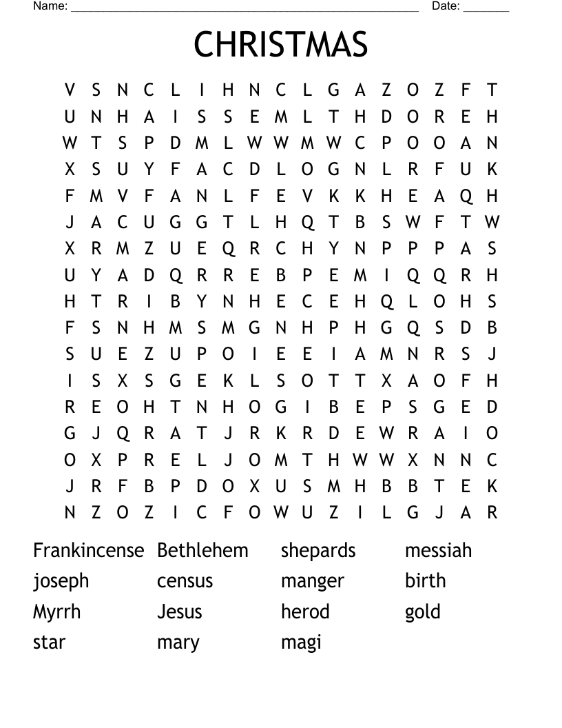 CHRISTMAS  Word Search