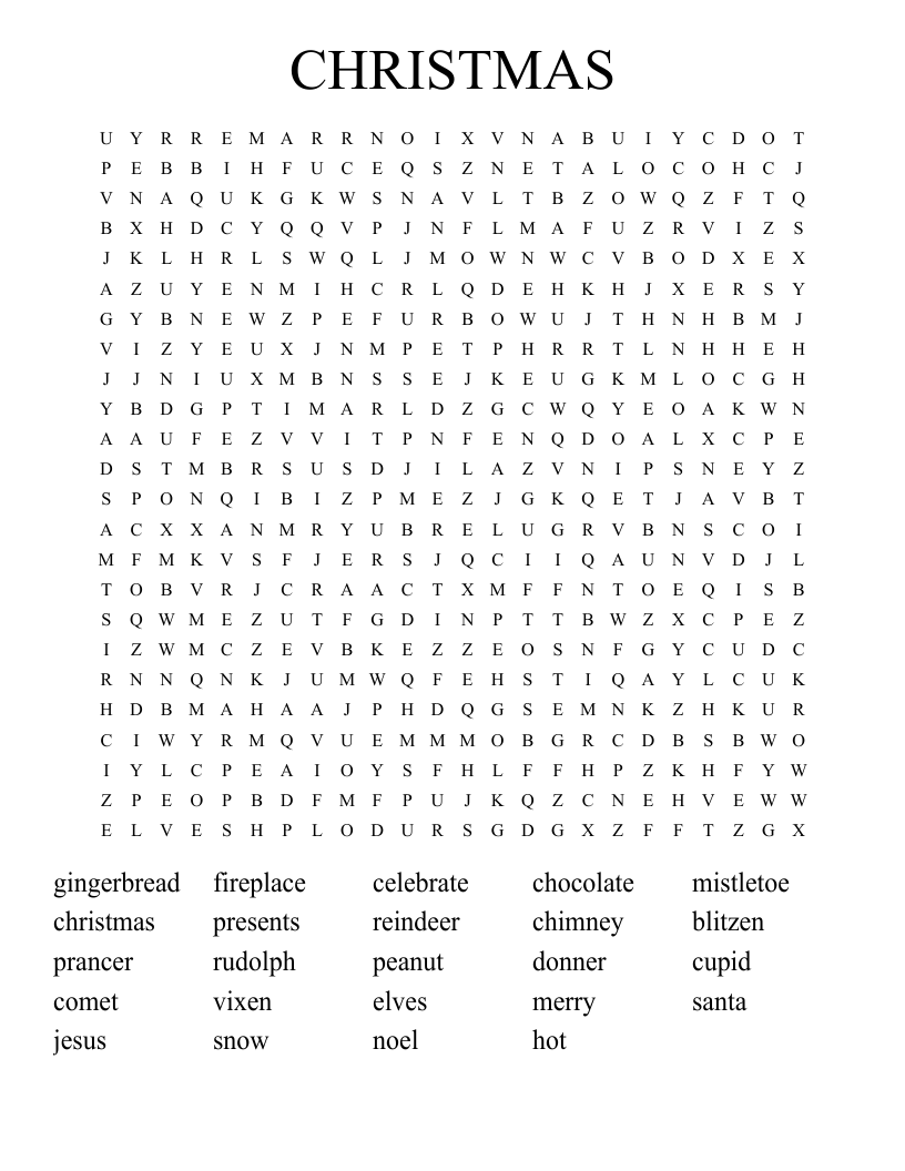 CHRISTMAS  Word Search