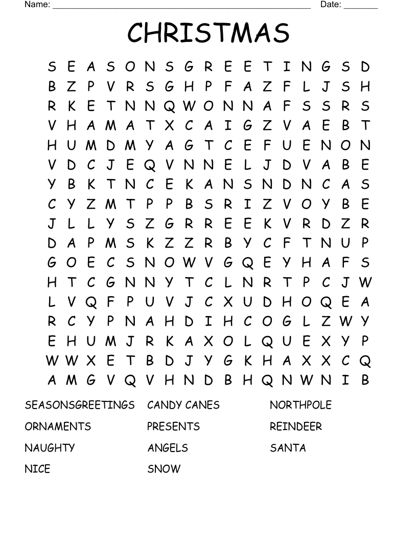 CHRISTMAS  Word Search