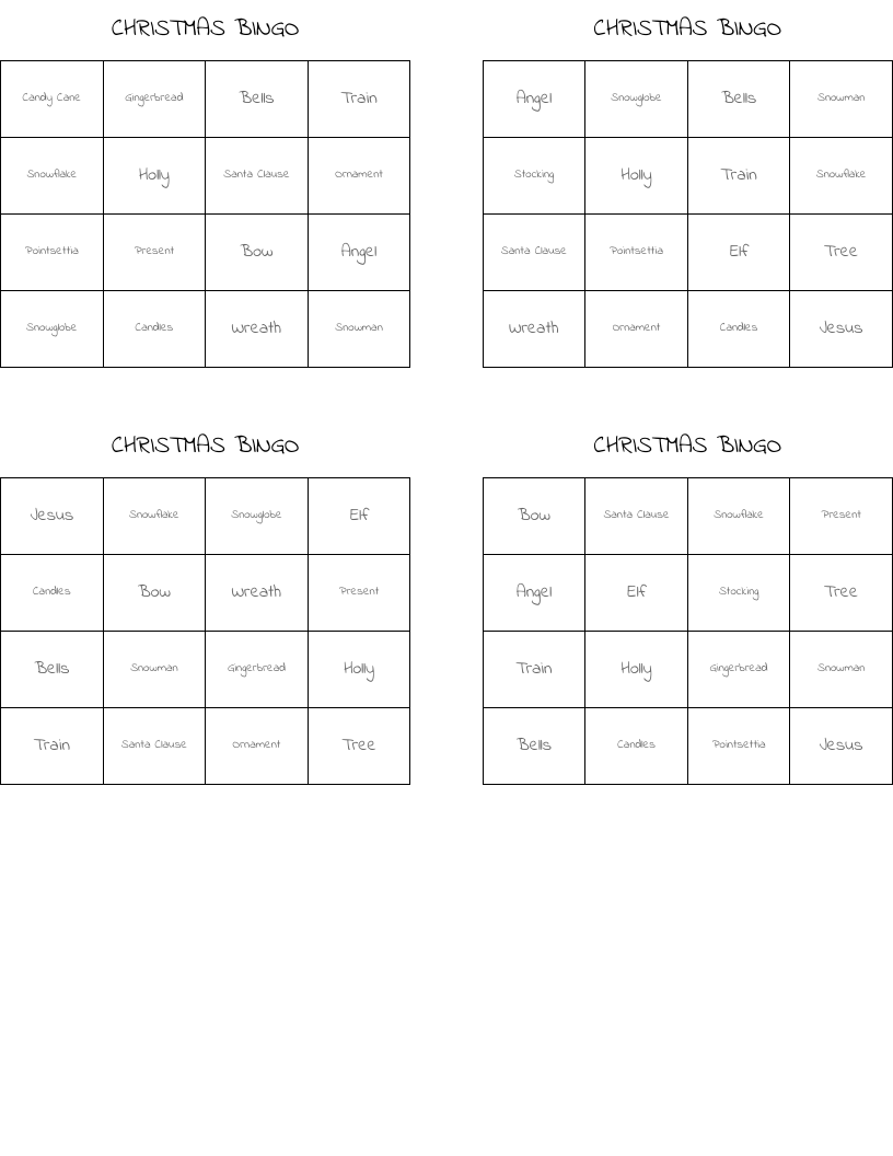 CHRISTMAS  BINGO