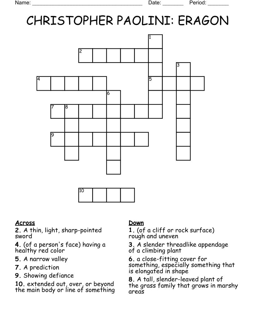 CHRISTOPHER PAOLINI: ERAGON Crossword