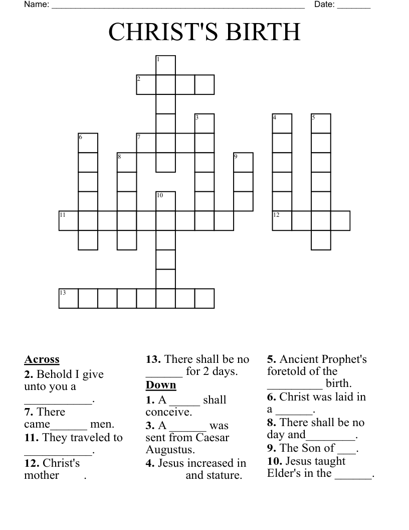 CHRIST'S BIRTH Crossword