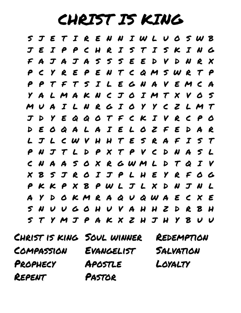 CHRIST IS KING  Word Search
