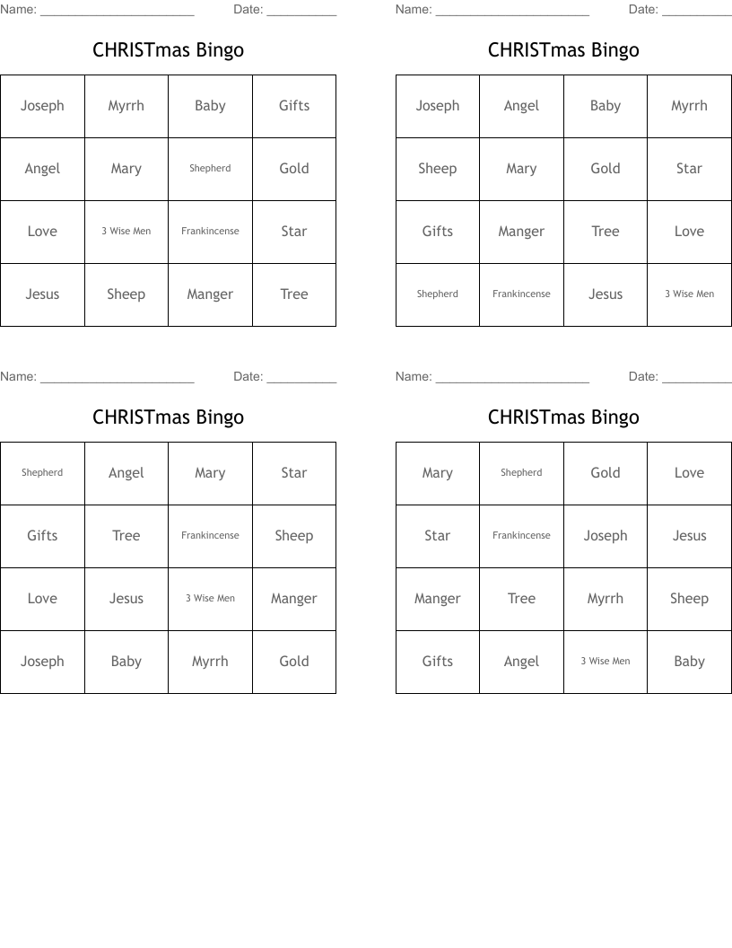 CHRISTmas Bingo
