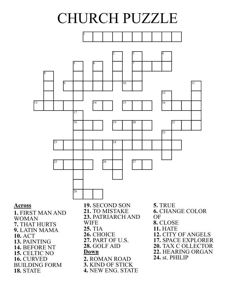 CHURCH PUZZLE Crossword