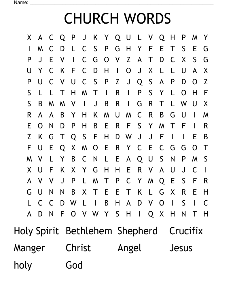 CHURCH WORDS  Word Search