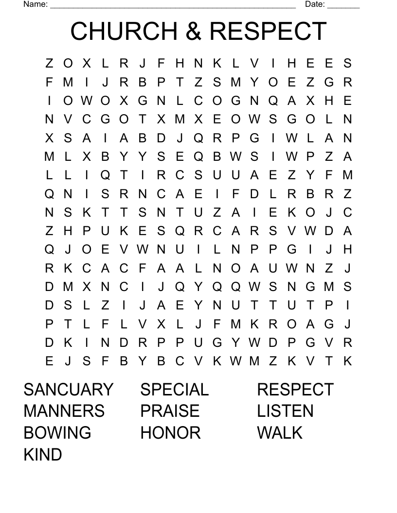 CHURCH & RESPECT Word Search
